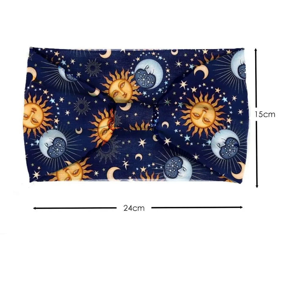 Boho Print Wide Knot Elastic Headband for Women