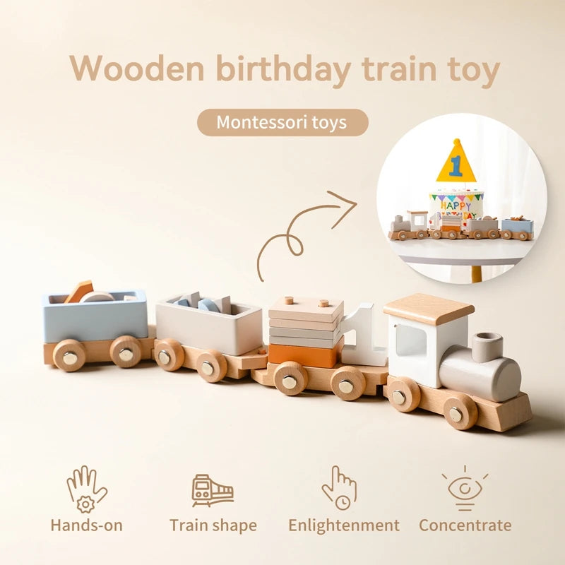 Wooden Montessori Train Learning Toy for Toddlers and Preschool Kids