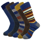 5 Pairs Mens Dress Socks Plus Large Size，High Quality Combed Cotton Crew Socks，Black Cool Argyle Breathable Casual Socks for Men