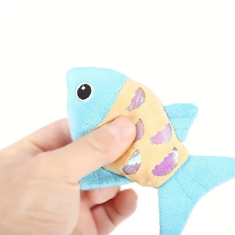 Colorful Pet Cat Toys Fish Crinkle Paper Plush Pet Toys Durable Biting Pet Cat Kicker Toy Teeth Grinding Cat Kitten Catnip Toys