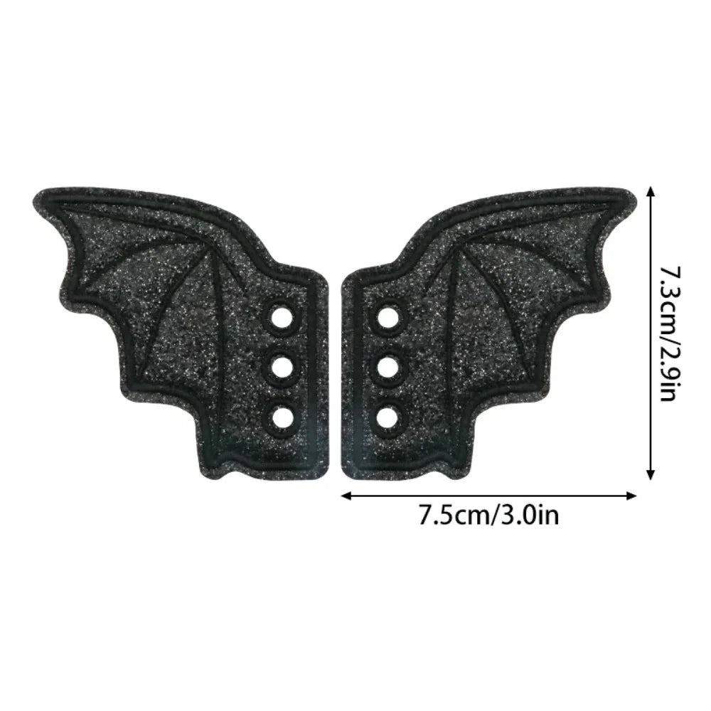 1 Pair Bling Bat Shoe Wings Charm Decorations For Sneaker Clothing Shoelaces Punk Halloween Gift Accessory
