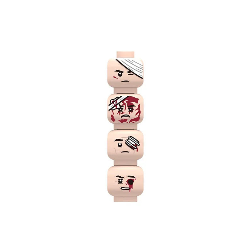 MOC City Halloween Expression Accessories Building Blocks Face Injured Head Terror Scene Ghost Skeleton Bricks Friends Toys Gift