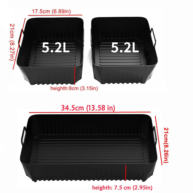 Rectangle Air Fryer Silicone Liner for Ninja Reusable Non-Stick Basket