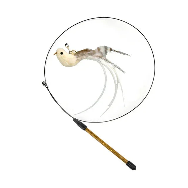 Peacock Bird Cat Teaser Wand for Interactive Hunting and Play