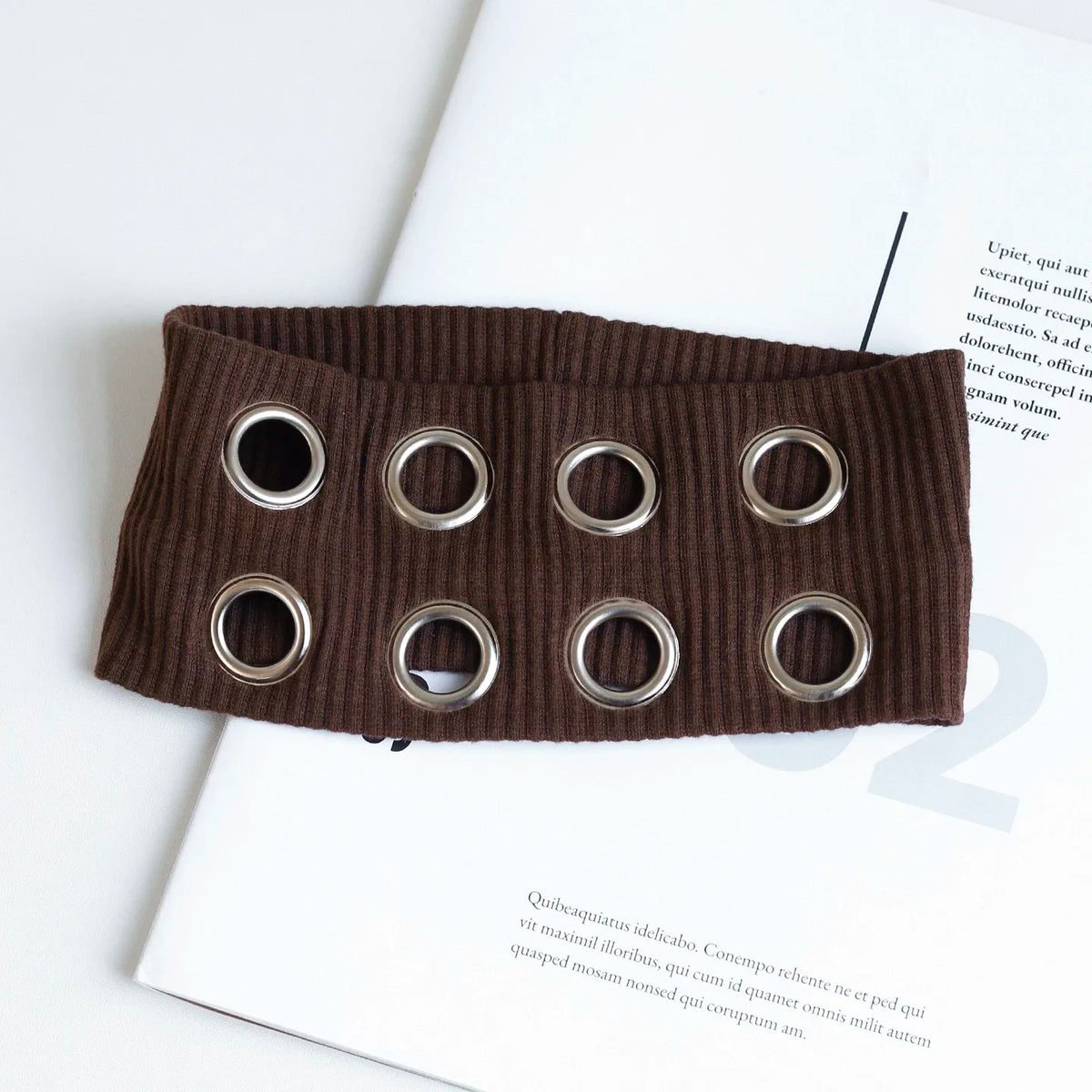 Punk Wide Elastic Eyelet Headband for Women