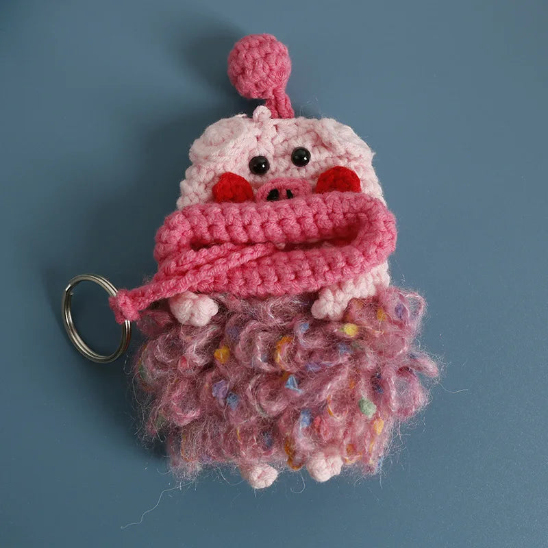 Funny Fruit Sausage Mouth Crochet Keychain Key Holder