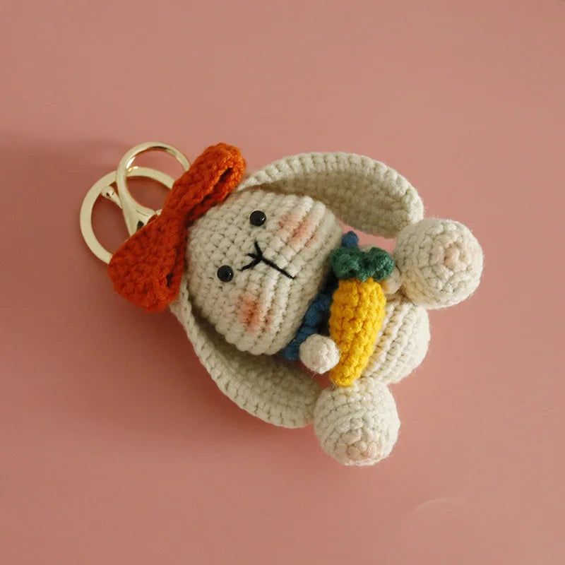 Cute Rabbit Crochet Keychain Handmade Bunny Bag Charm