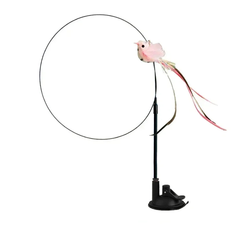 Peacock Bird Cat Teaser Wand for Interactive Hunting and Play