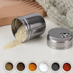 Stainless Steel Seasoning Jar with Rotating Lid for Salt and Spices