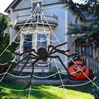 30/90/150cm Halloween Black Scary Giant Spider Huge Spider Web Halloween Decor Home Bar Haunted House Prop Holiday Outdoor Decor