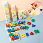 Montessori Wooden Color & Shape Matching Building Blocks