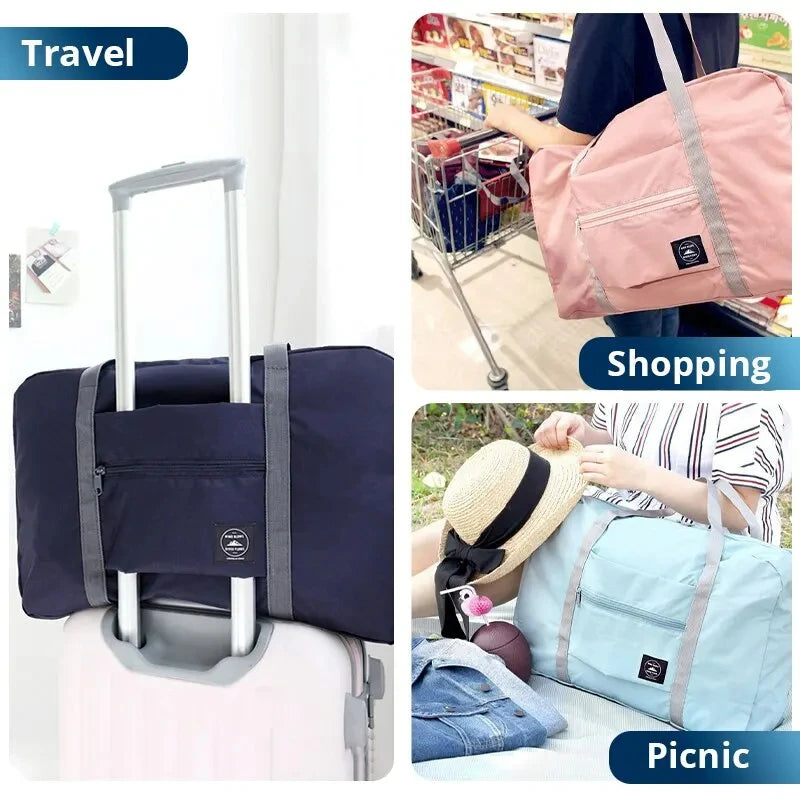 2 Pack Foldable Travel Duffel Bags for Carry-On & Weekender Travel