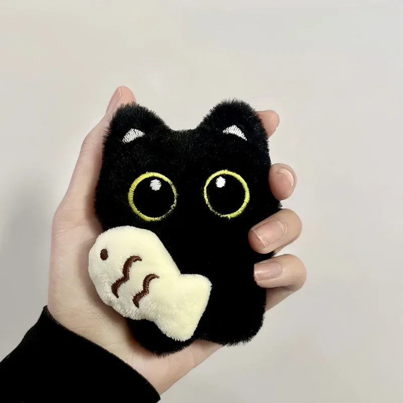 1pc Cute Black Cat Plush Keychain Kawaii Doll Bag Pendant Car Key Ring Charm Soft Stuffed Toy Couple Gift for Women Friends