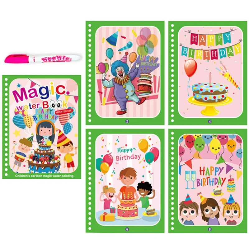 Magic Water Drawing Book with Reusable Coloring Pen for Kids Fun