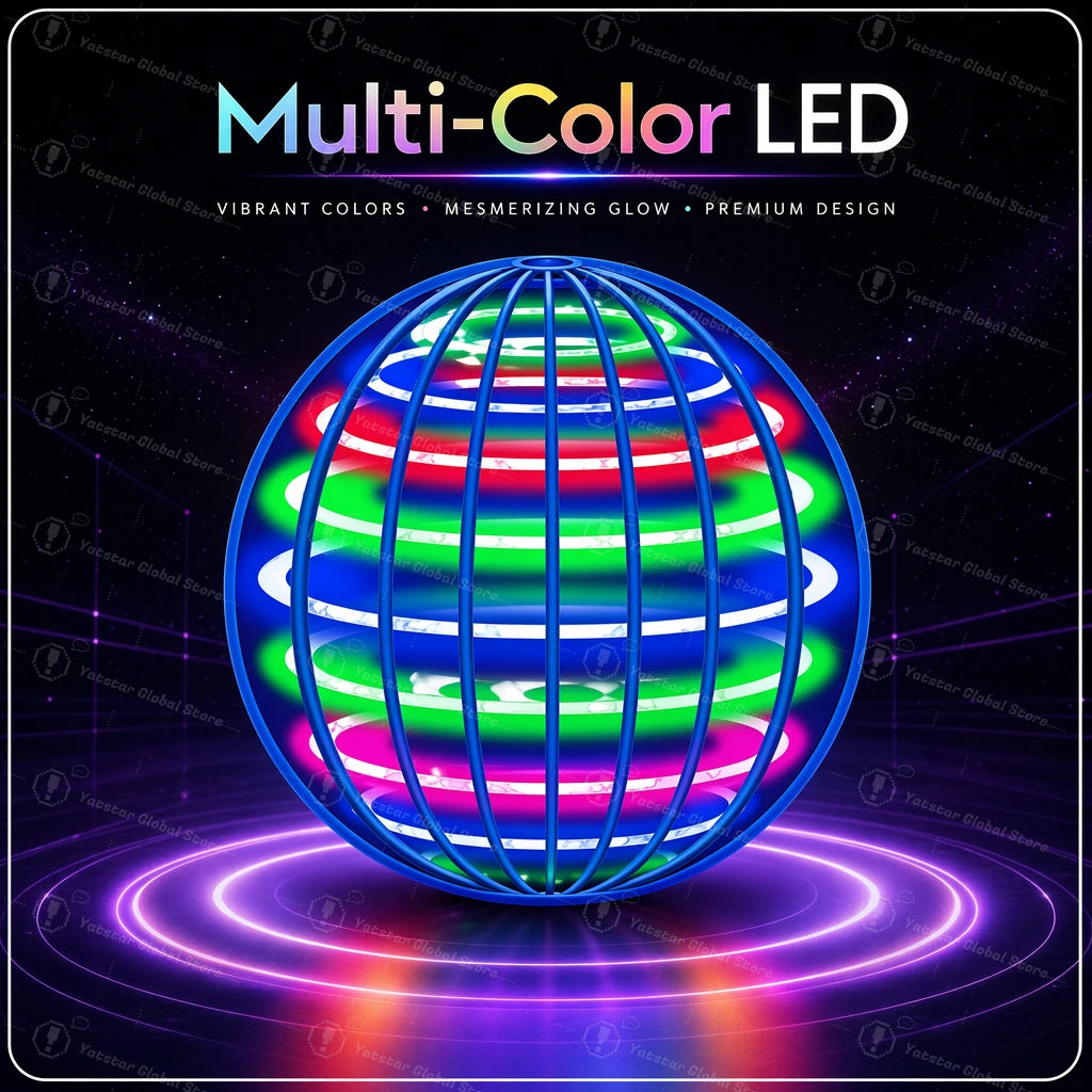 Magic Flying Helicopter Spinner Fingertip Upgrade Flight Gyro Fly Orb Hover Ball Mini Drone LED Light Luminous Toy Kids Gift Fun