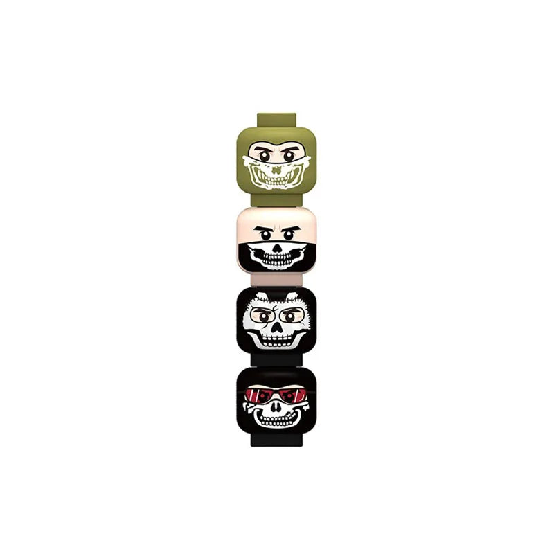 MOC City Halloween Expression Accessories Building Blocks Face Injured Head Terror Scene Ghost Skeleton Bricks Friends Toys Gift