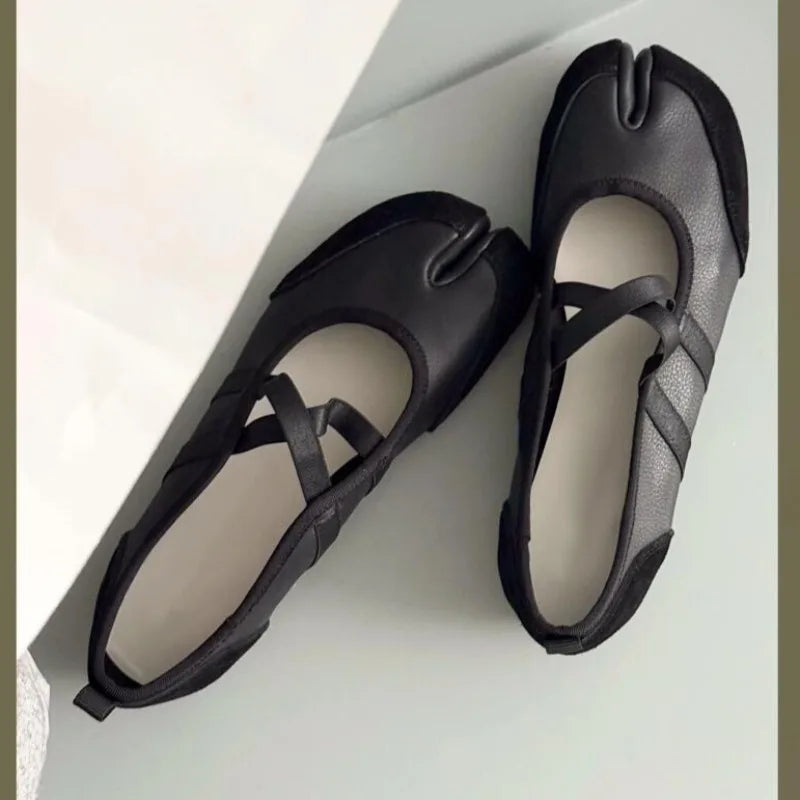 Black Silver Red Ballet Flats Trainers Women Split Toe Ballerina Tabi Walking Sneakers Woman Mary Jane Shoes Footwear Summer