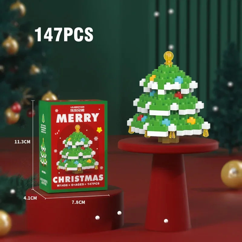 Christmas Building Block Series Gifts Micro Bricks Santa Claus Reindeer Assembling Bricks Table Decoration Toys Children Kids