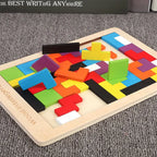 Wooden Tangram Russian Blocks Puzzle for STEM Learning and Creative Play