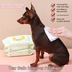 3 Packs, 80 Pet Wipes Per Pack, Pet Wipes for Cats and Dogs, Specially Designed for Wiping Tear Stains and Cleaning Body Parts, No-Rinse Deodorizing Cleaning Wet Wipes