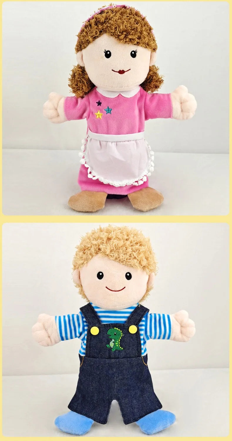 Family Hand Puppet Dolls – Plush Educational Role Play Toy