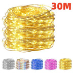 10/20/30M USB LED String Lights Copper Silver Wire Garland Light Waterproof Fairy Lights For Christmas Wedding Party Decoration