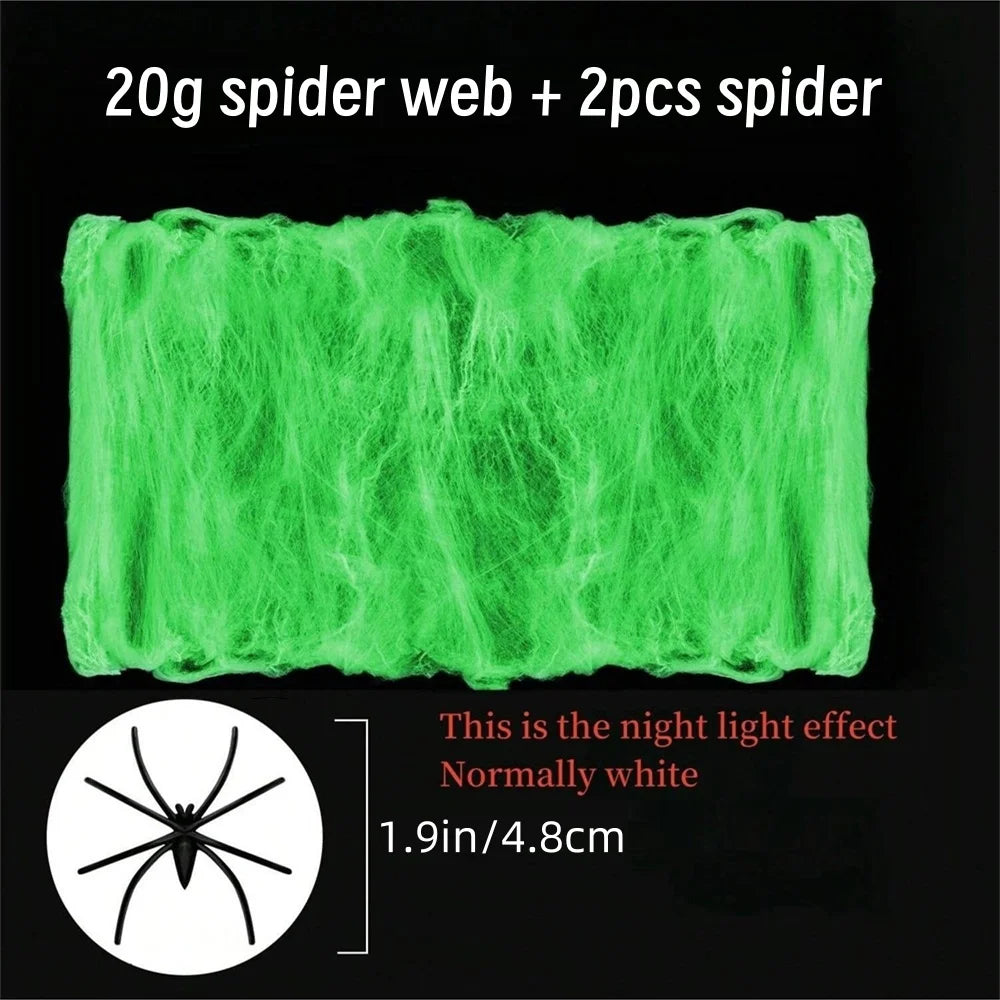 Halloween Glow in The Dark Spider Web, Halloween Decorations, Stretch Fake Spider Webs for Outdoor Indoor Courtyard Creepy Decor