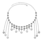 Retro Silvery Alloy Hollow Moon Pendant Forehead Headpiece for Women Boho Ethnic Indian Hippie Party Hair Accessories Jewelry