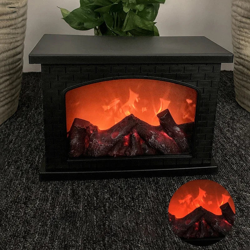 HOMEFISH LED Fireplace Flame Table Lamp, Charcoal Style Warm Ambient Light for Christmas Party Home Decor