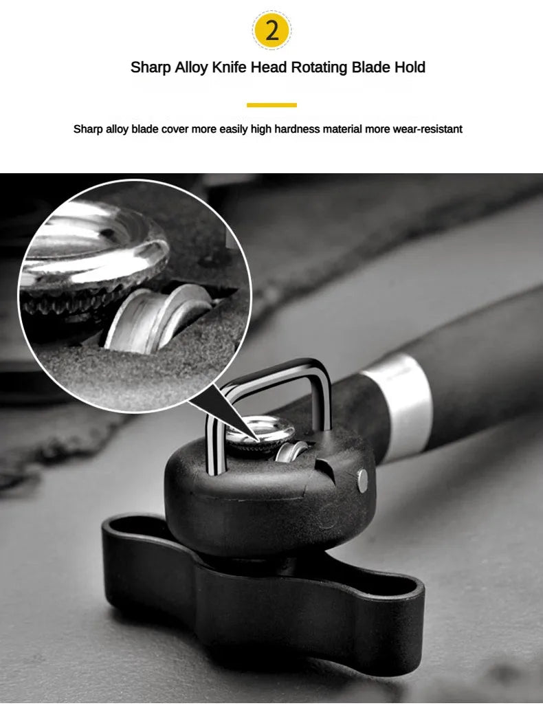 Stainless Steel Manual Can Opener with Side Cut & Bottle Opener Tool