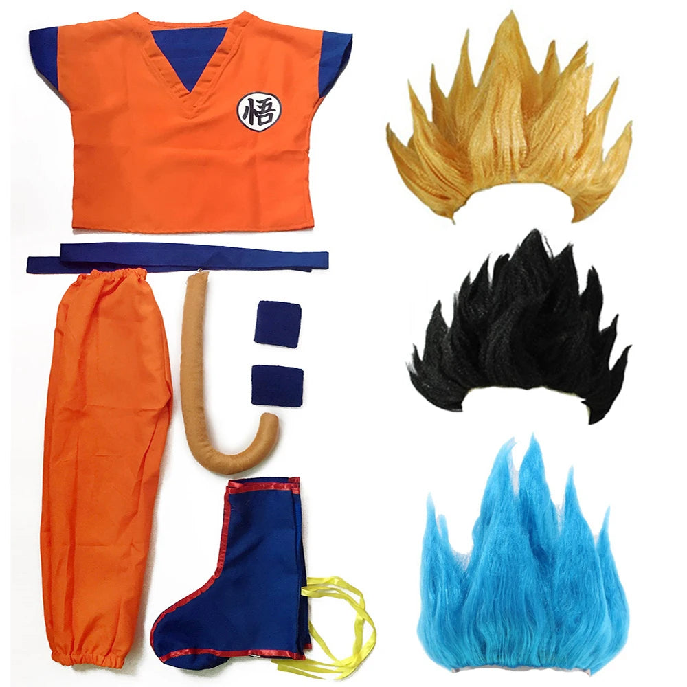 Halloween Costumes  Adult  Z Clothes Party Suit Goku Cosplay Costumes Top/Pant/Belt/Tail/wrister/Wig