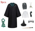 Harri Potters Adult&Children Cosplay Costume Gryffindors Shirt Gown Cloak Tie Scarf Wand Slytherin Skirt Halloween Hermione Gift