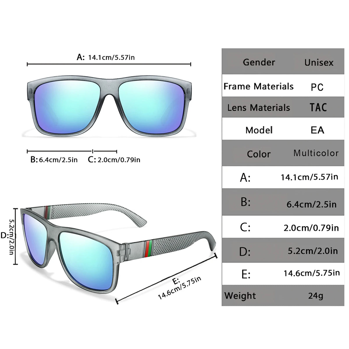 Classic Square Polarized UV400 Sports Sunglasses for Men & Women