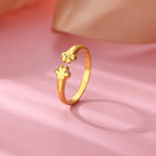 Stainless Steel Zircon Geometric Rings For Women Luxury Evil Eye Gold Color Adjustable Trendy Wedding Aesthetic Jewerly Gift