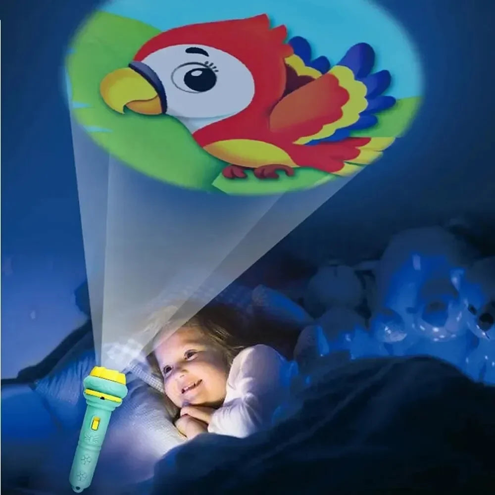 Kids Cartoon Projection Flashlight – Storytelling Projector Toy