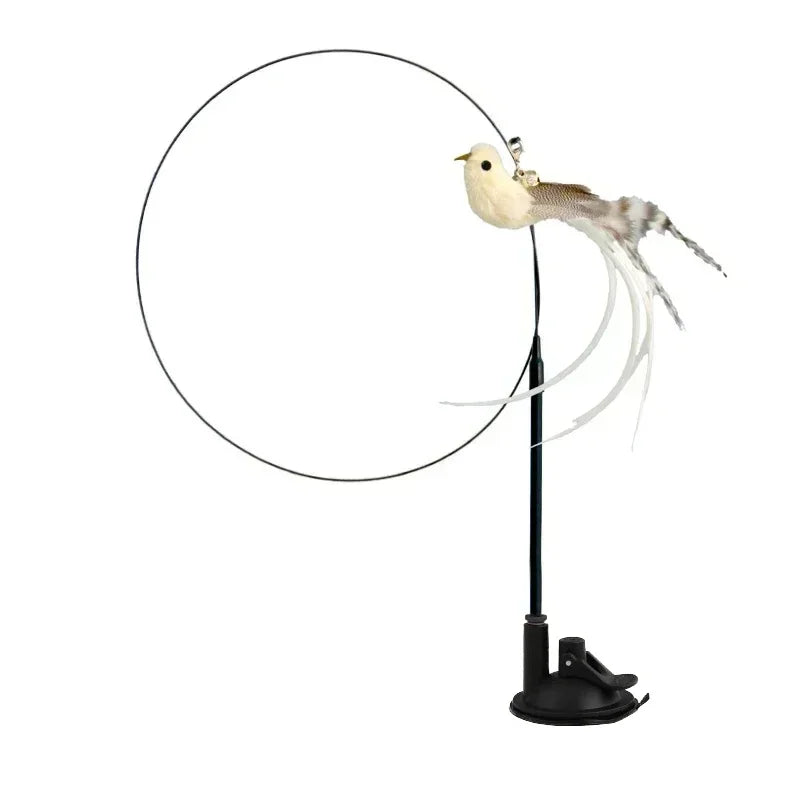 Peacock Bird Cat Teaser Wand for Interactive Hunting and Play