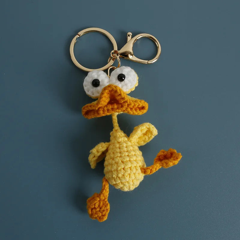 Cute Crochet Parrot Keychain Handmade Bird Bag Charm