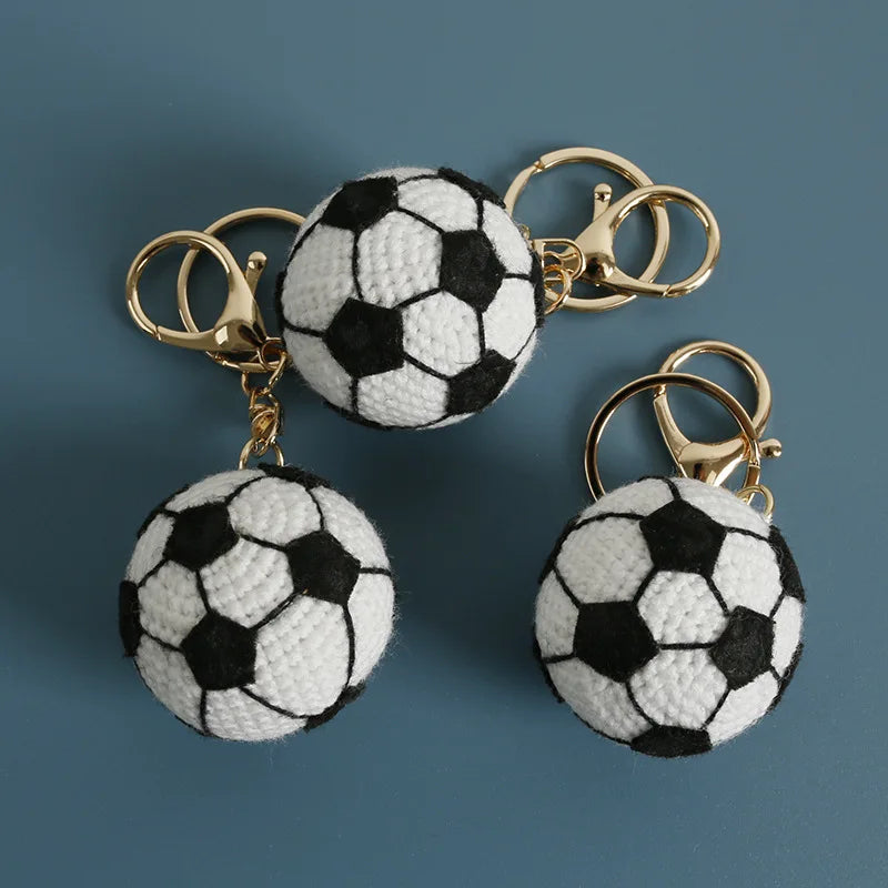 Crochet Sports Ball Keychain Soccer Basketball Bag Charm