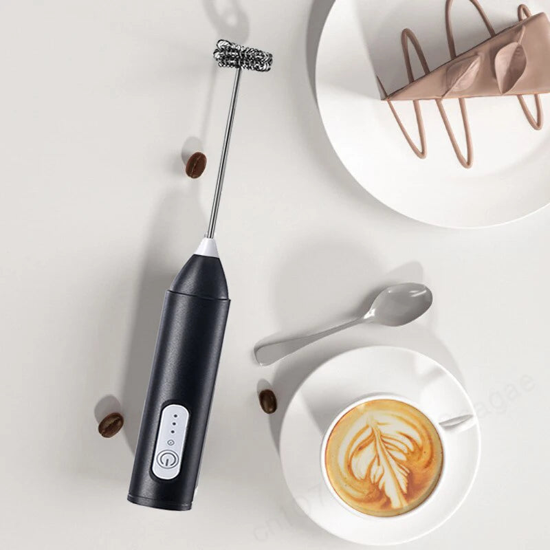 Wireless Electric Milk Frother Type-C Rechargeable Handheld Coffee Whisk Mixer