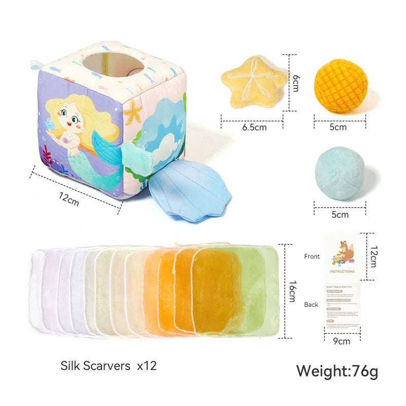 Montessori Cloth Tissue Box Sensory Activity Toy for Babies