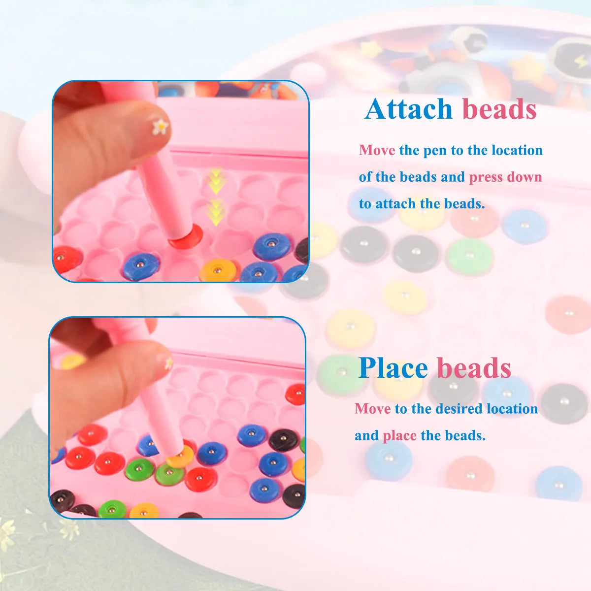 Magnetic Beads Doodle Board with Pen for Creative Learning and Drawing