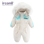 Ircomll Kids Boy Girl Winter Snowsuit Plus Velvet Toddler Jacket Clothes For Boy Infant Jumpsuit Hoodied Overalls 2-6Y Outwear