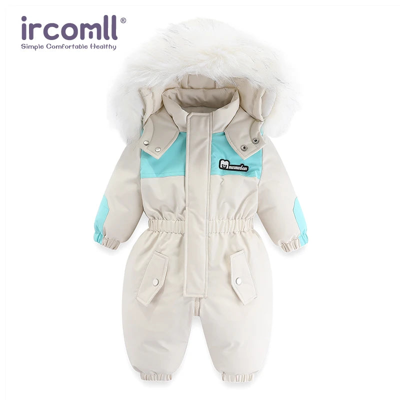 Ircomll Kids Boy Girl Winter Snowsuit Plus Velvet Toddler Jacket Clothes For Boy Infant Jumpsuit Hoodied Overalls 2-6Y Outwear