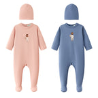 Ali Layette AW26 Baby Footed Romper Matching Hat Girl Boy Cotton Pajama Sets