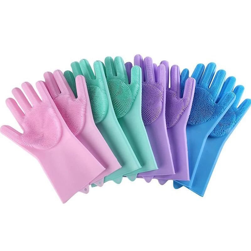 Pet Grooming Gloves Dog Cat Bathing Cleaning Glove Shampoo Scrubber Clean Soft Silicone Hair Removal Glove Hand Skin Protection