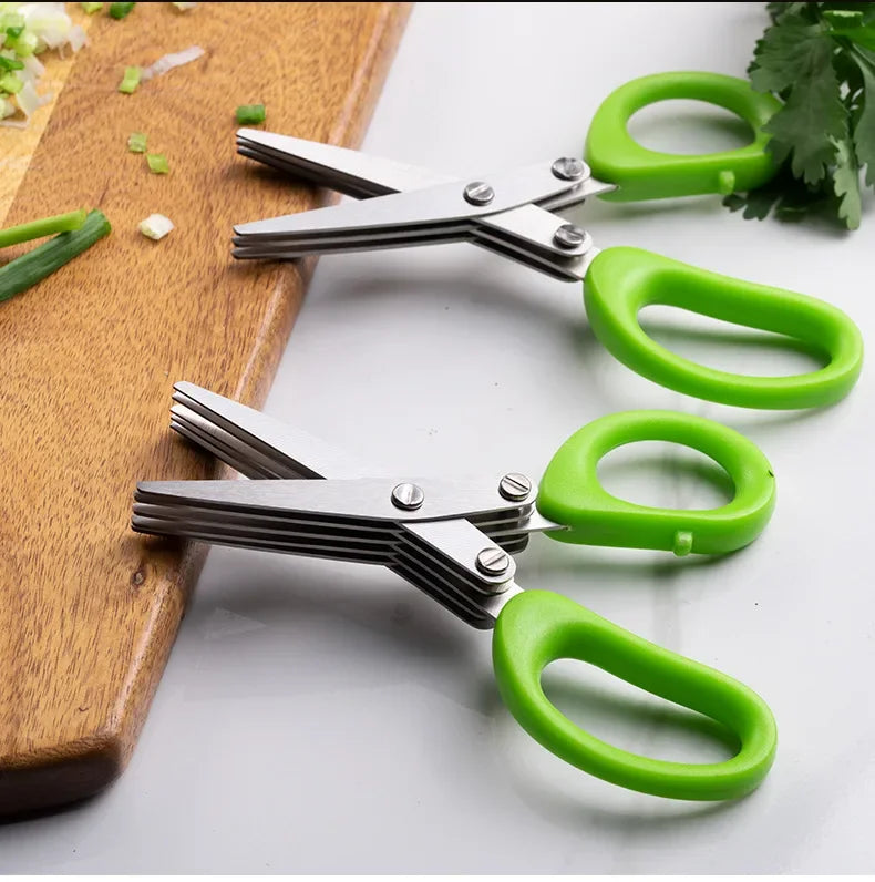 Multi-Layer Stainless Steel Kitchen Scissors – Herb, Vegetable & Green Onion Cutter Tool