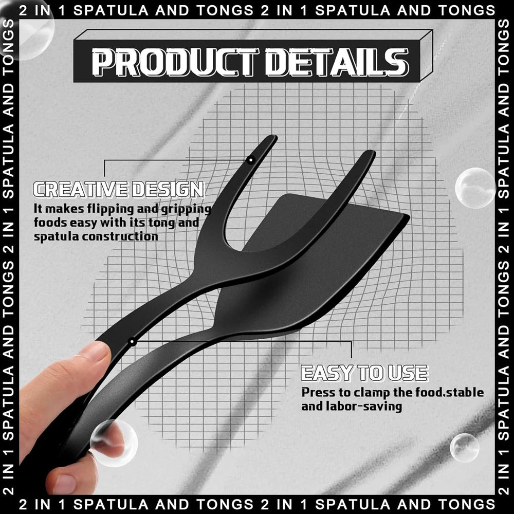 2-in-1 Grip Flip Spatula Clamp – Non-Stick Kitchen Turner Tool