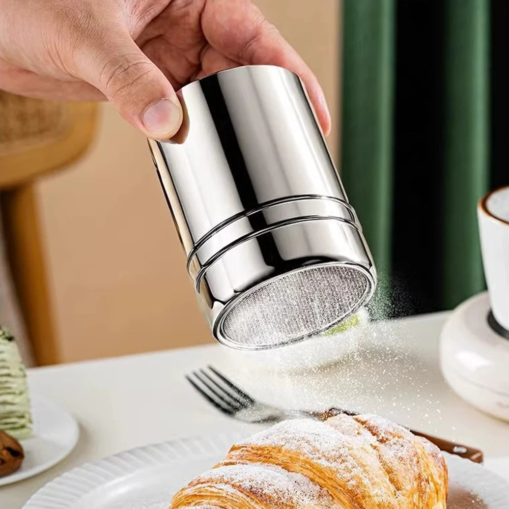 Stainless Steel Powder Shaker with Lid – Fine Mesh Cocoa & Coffee Duster