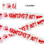 Halloween Decoration Caution Tape Window Prop Skull Zombie Warning Tape Signs Halloween Props Party Favors Haunted House Décor