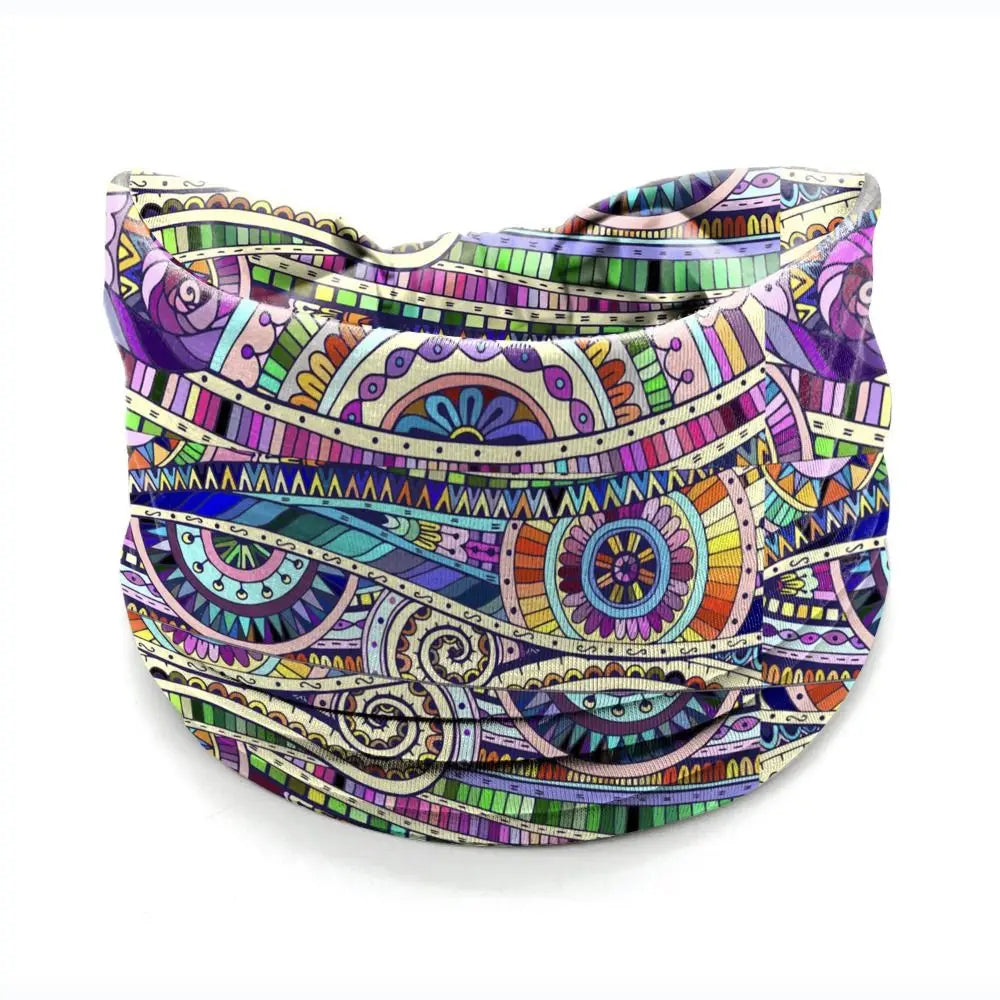 Boho Print Wide Knot Elastic Headband for Women